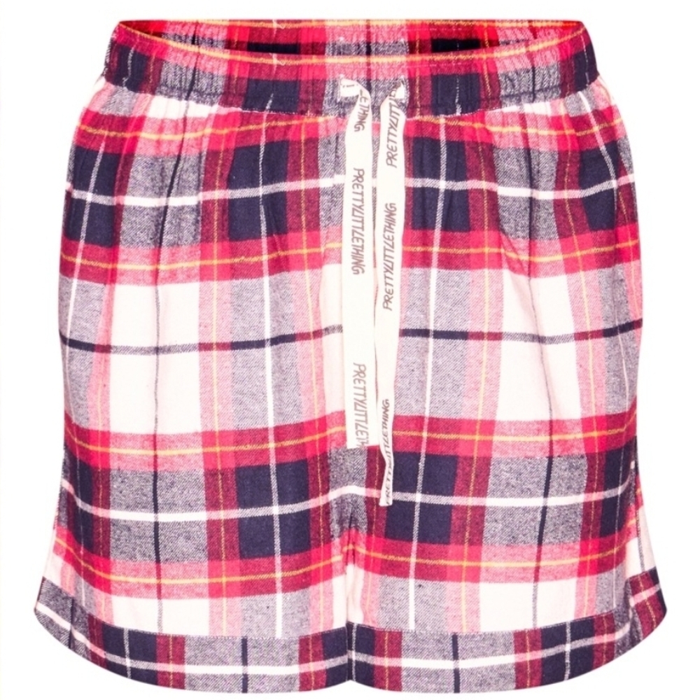 PRETTYLITTLETHING Women's Plaid Shorts - Red and White